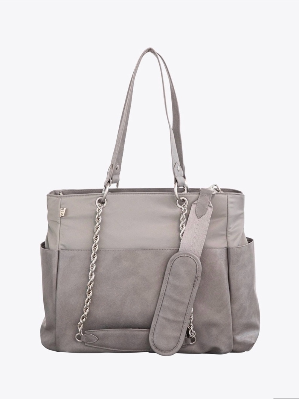 Beis Gray Women’s Diaper Tote Bag with Chain Detail